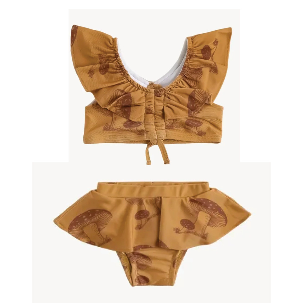 NWT Kate Quinn Ruffle Crop Swim Suit Set Bikini Clay Toadstool 3-6m